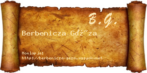 Berbenicza Géza névjegykártya